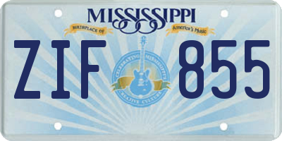 MS license plate ZIF855