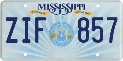 MS license plate ZIF857