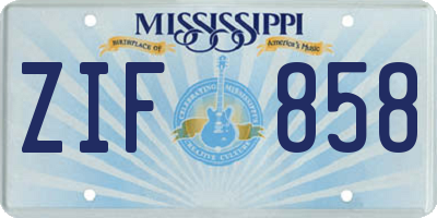 MS license plate ZIF858