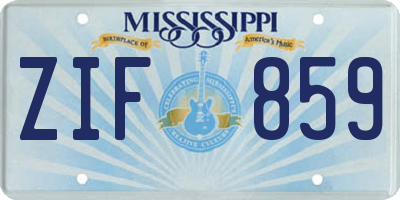 MS license plate ZIF859