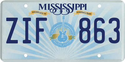 MS license plate ZIF863