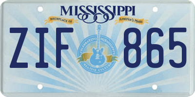 MS license plate ZIF865