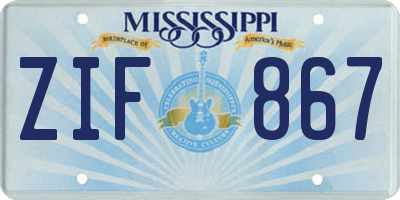 MS license plate ZIF867
