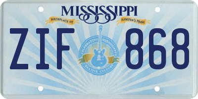 MS license plate ZIF868