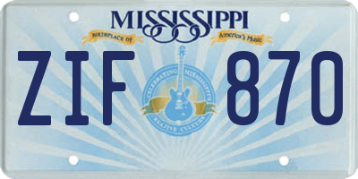 MS license plate ZIF870