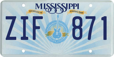 MS license plate ZIF871