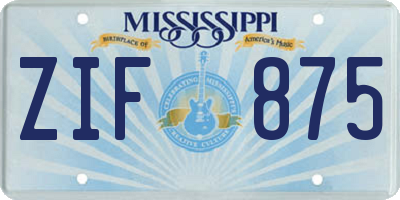 MS license plate ZIF875
