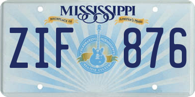 MS license plate ZIF876