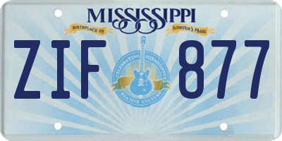 MS license plate ZIF877