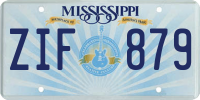 MS license plate ZIF879