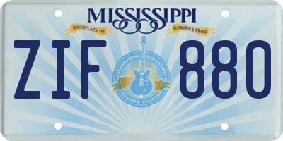 MS license plate ZIF880