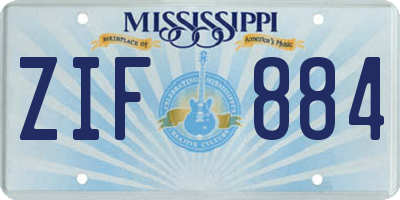 MS license plate ZIF884