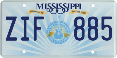 MS license plate ZIF885