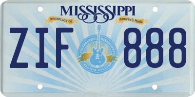 MS license plate ZIF888