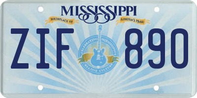 MS license plate ZIF890