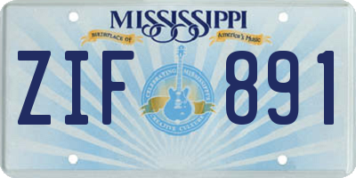 MS license plate ZIF891