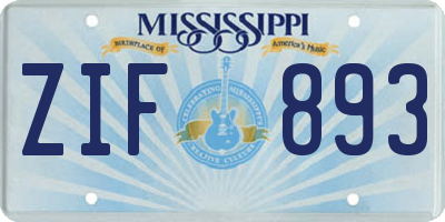 MS license plate ZIF893