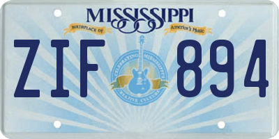 MS license plate ZIF894