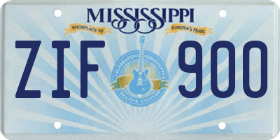 MS license plate ZIF900