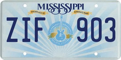 MS license plate ZIF903