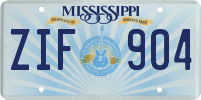 MS license plate ZIF904