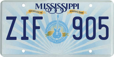 MS license plate ZIF905