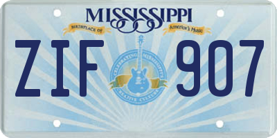 MS license plate ZIF907