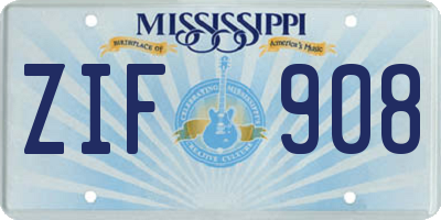 MS license plate ZIF908