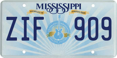 MS license plate ZIF909