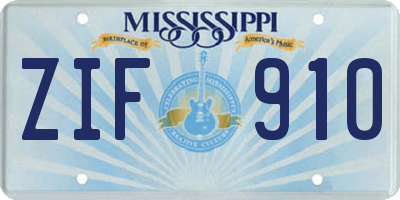 MS license plate ZIF910