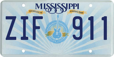 MS license plate ZIF911