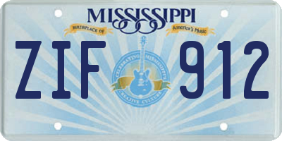 MS license plate ZIF912