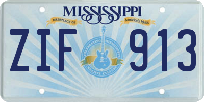 MS license plate ZIF913
