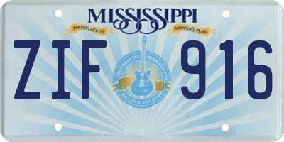 MS license plate ZIF916