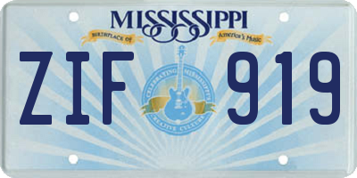 MS license plate ZIF919