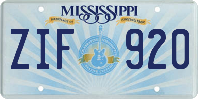 MS license plate ZIF920