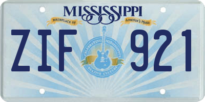 MS license plate ZIF921