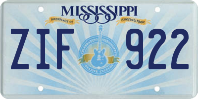 MS license plate ZIF922
