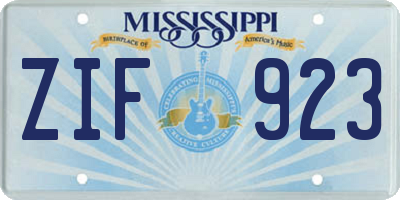 MS license plate ZIF923