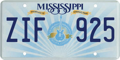 MS license plate ZIF925
