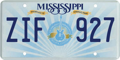 MS license plate ZIF927