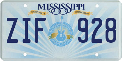 MS license plate ZIF928