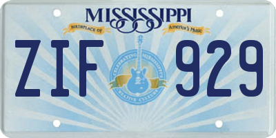 MS license plate ZIF929