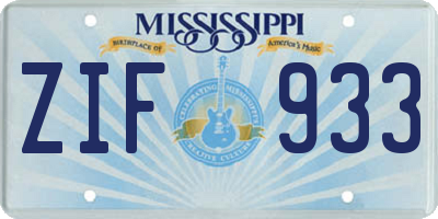 MS license plate ZIF933