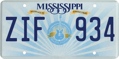 MS license plate ZIF934