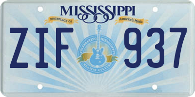 MS license plate ZIF937
