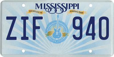 MS license plate ZIF940