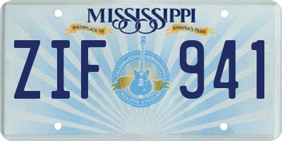 MS license plate ZIF941