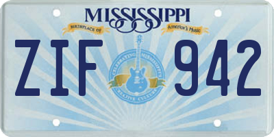 MS license plate ZIF942