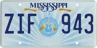 MS license plate ZIF943